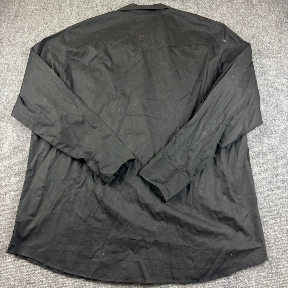 WRANGLER Men’s Black Western Long Sleeve Snap Button Up Shirt size: 2XL Tall - Picture 3 of 8